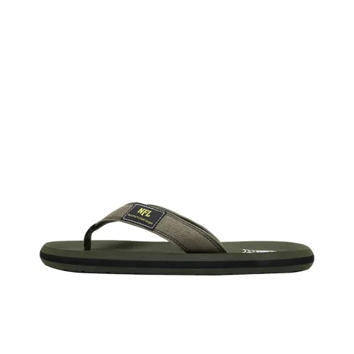 NFL Slip Resistant Abrasion Resistant Odor Resistant Quiet Flip Flops Men's Army Green