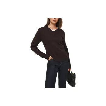 REFORMATION Dulce Cashmere V-neck Sweater Cashmere Sweater Women's Dark Brown