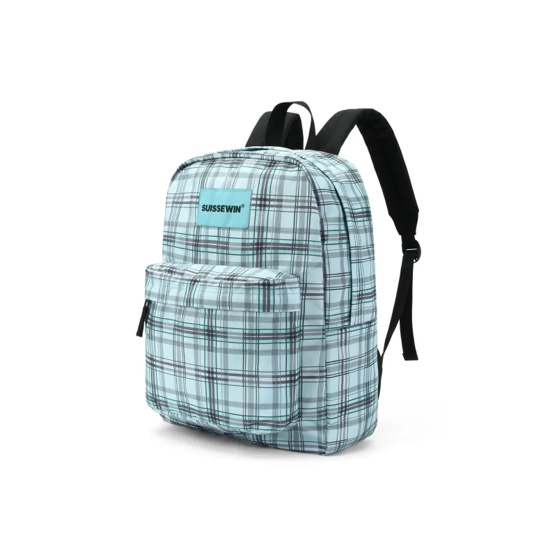 SUISSEWIN Polyester Backpack Unisex Green Plaid Sub Color-1