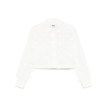 MSGM Embroidered Detail Cropped Shirt
