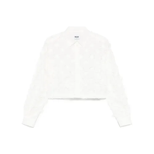 MSGM Embroidered Detail Cropped Shirt