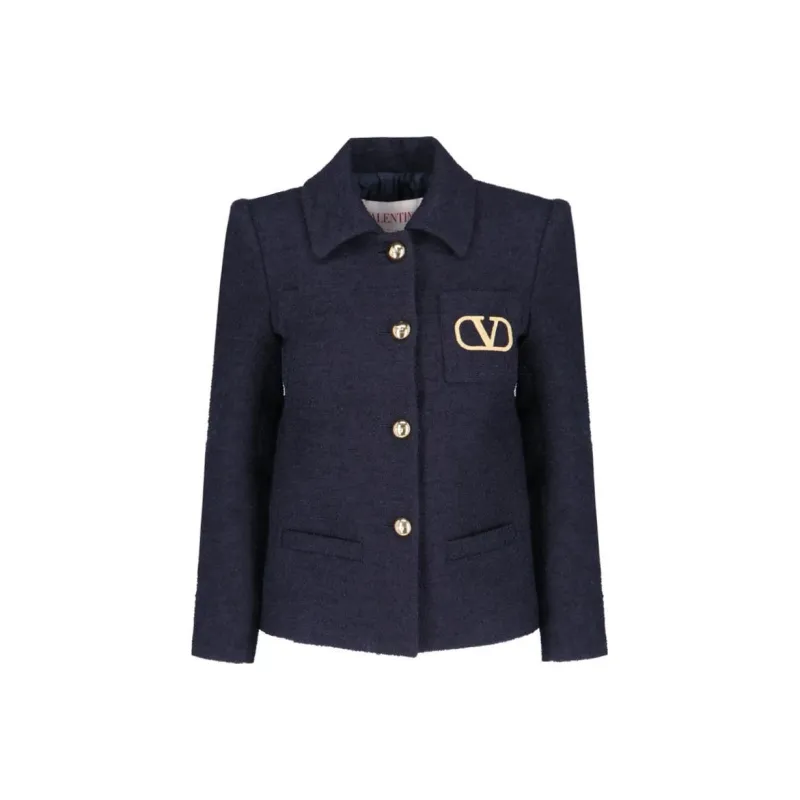 Valentino VLogo Tweed Long Sleeved Jacket-0