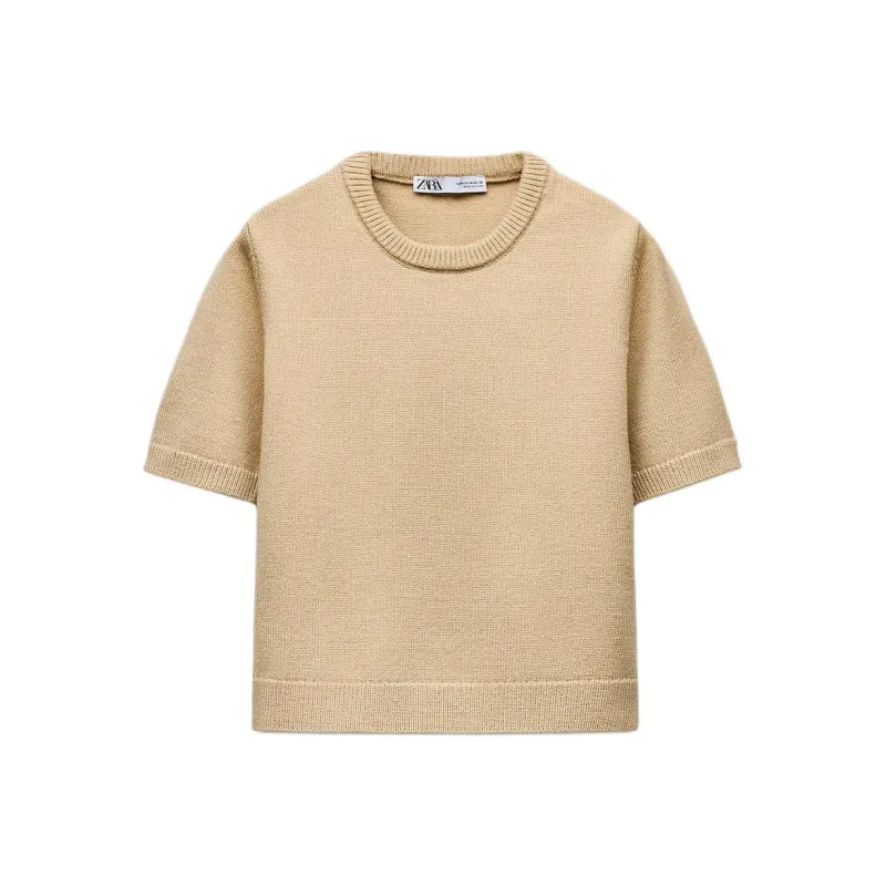 ZARA Regular T Shirt Women's Beige-0