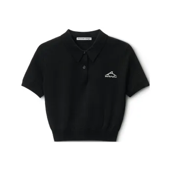 T By Alexander Wang Logo Short Sleeve Polo T shirt Black