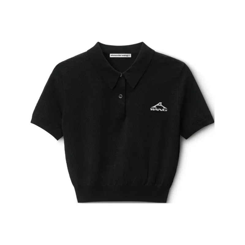 T By Alexander Wang Logo Short Sleeve Polo T shirt Black-0