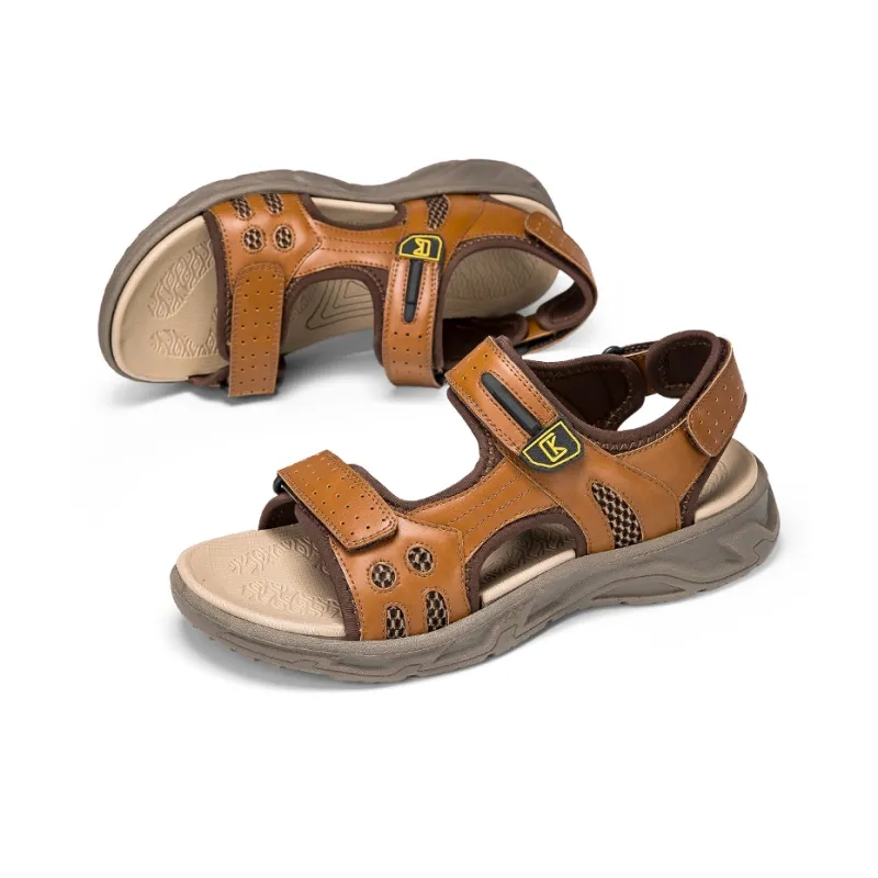 CKVUSAMG Beach Sandals Men Light Brown/Dark Brown-4