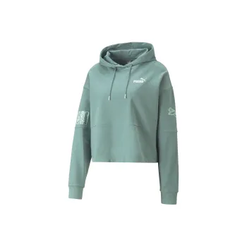 PUMA POWER COLORBLOCK SUMMER HOODIE Sweatshirt Women's Green