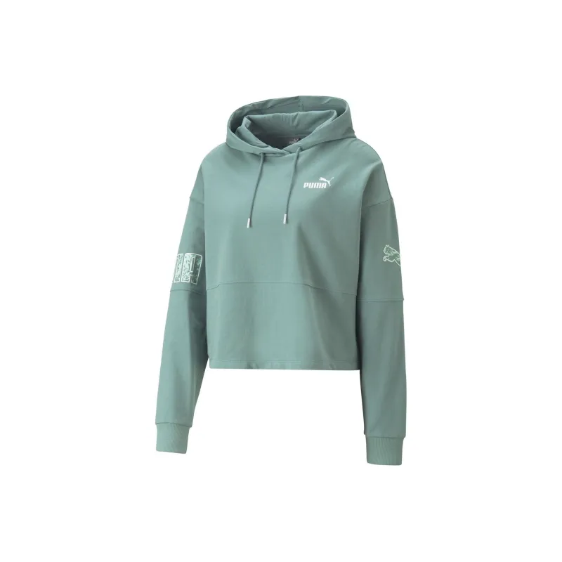 PUMA POWER COLORBLOCK SUMMER HOODIE Sweatshirt Women's Green-0