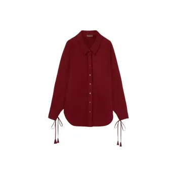 GUCCI Drawstring Collared Long Sleeve Shirt