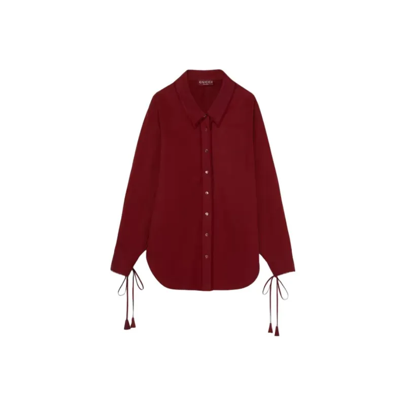 GUCCI Drawstring Collared Long Sleeve Shirt-0