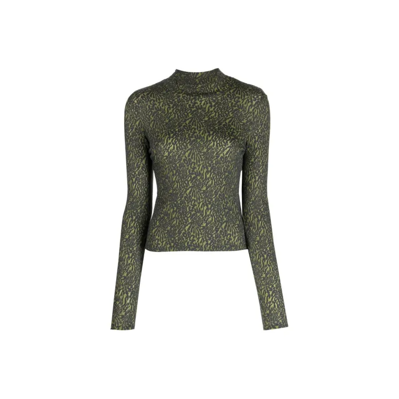 ECKHAUS LATTA Shrunk Mock-neck Cotton Blend Top-0