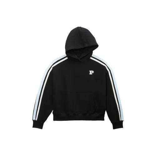 Victoria's Secret PINK Ivy Fleece Campus Hoodie/Pure Black Sweatshirt Women's Pure Black