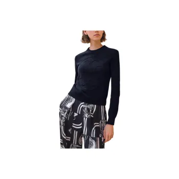HERMES FW24 Cashmere Sweater Women's Blue Black