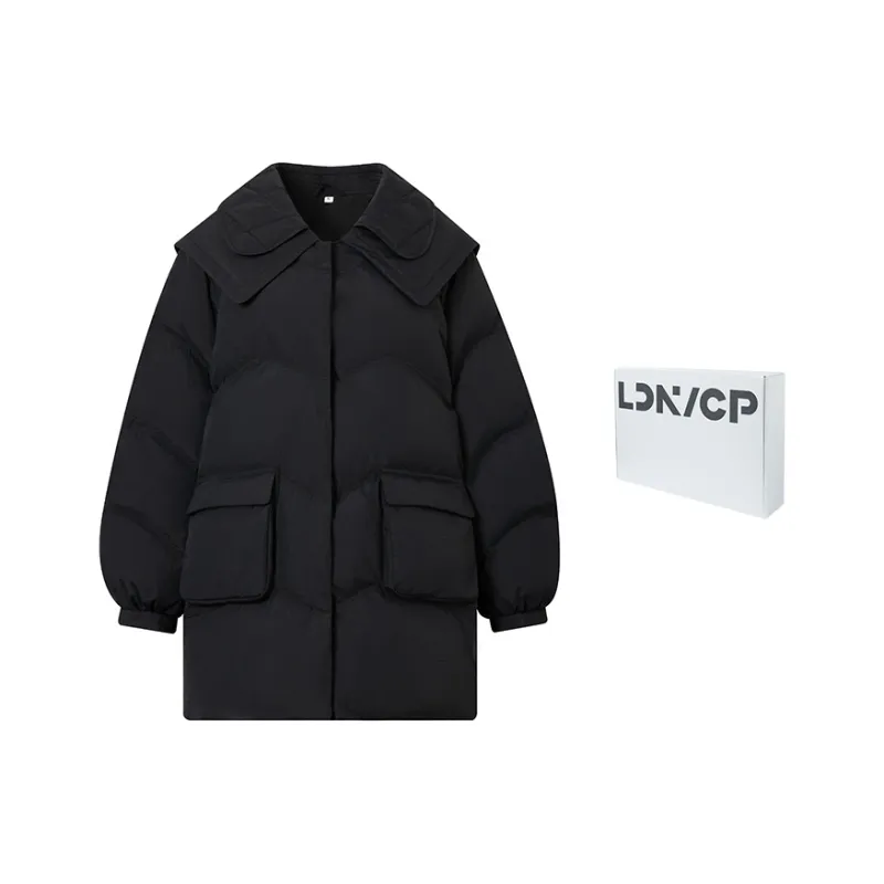 CHENPENG LDN Solid Color Peter Pan Collar Loose Fit Down Jacket Women's-4