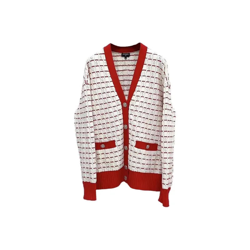 CHANEL 23 Fall And Winter 23C Knitwear Women's Spring Outfit Red White-0