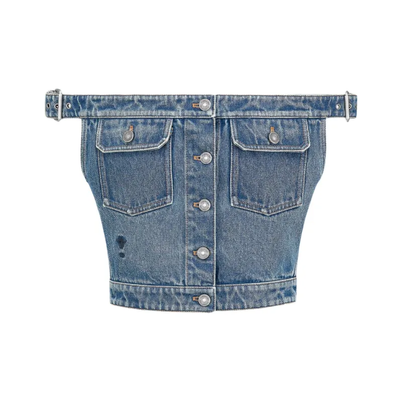 DIOR SS25 Strapless Top Women's Blue-0