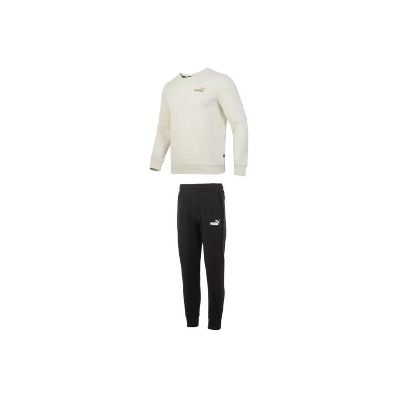 PUMA Casual Sportswear Men Clothing Sets White Top+Black Pants-0