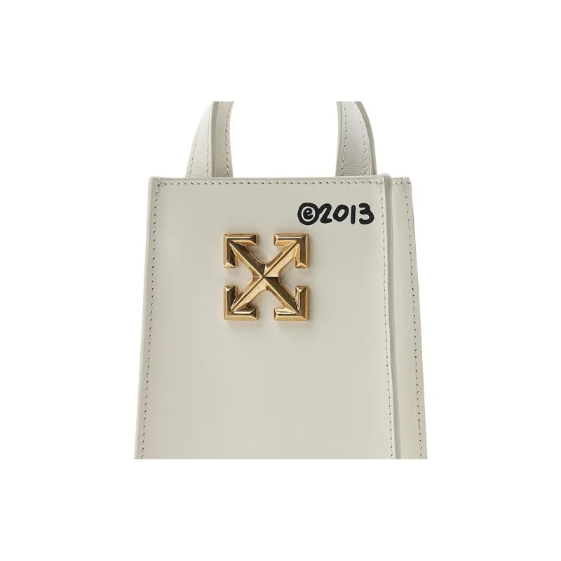 OFF WHITE Leather Shoulder Bag, Crossbody Bag Women's Ecru-6