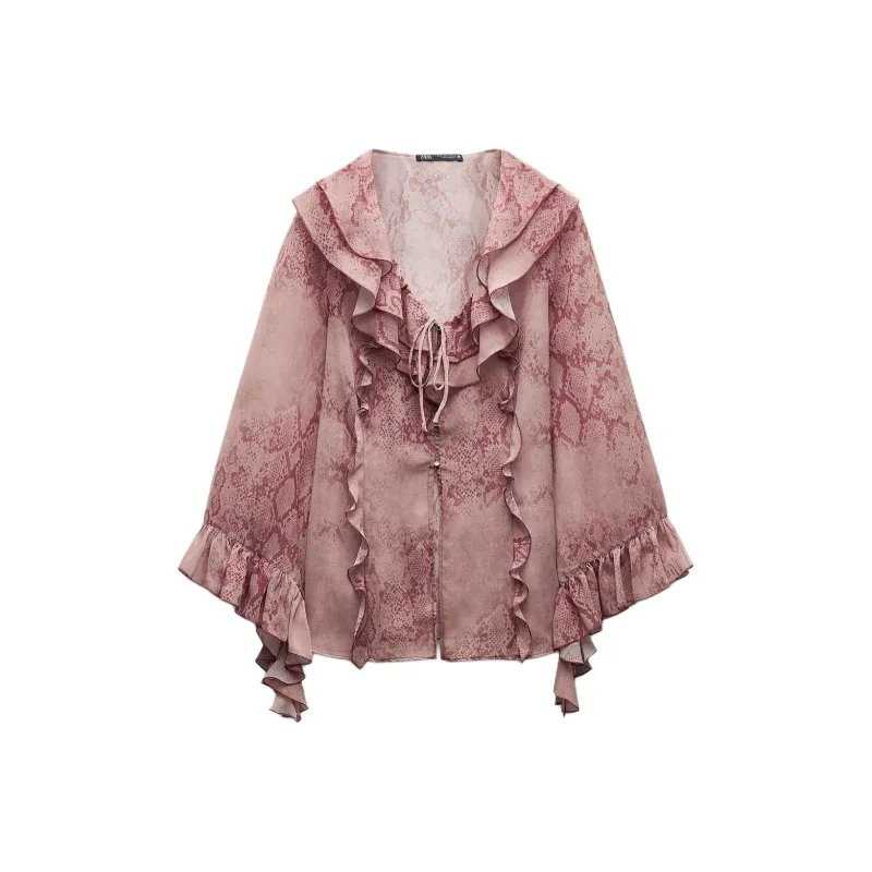 ZARA Shirt Women's Snakeskin Print-0
