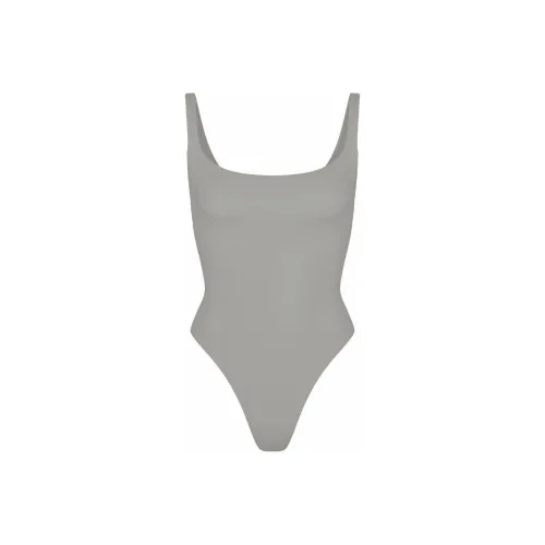 SKIMS FITSEVERYBODY SQUARE NECK BODYSUIT Jumpsuit Women's SMOKE/Smoke Color