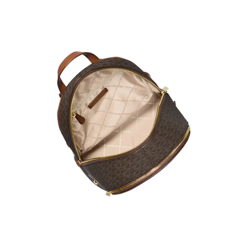 MICHAEL KORS Rhea Coated Canvas Backpack Medium Size Women's Brown-2