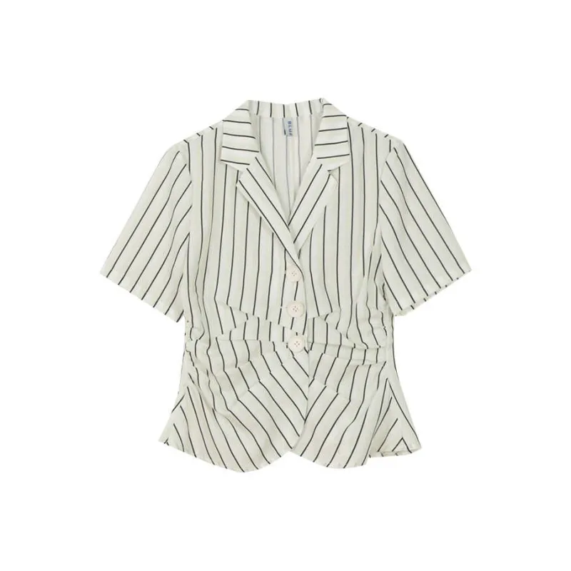 BLUEerror Shirt Women's Green White Stripes-0