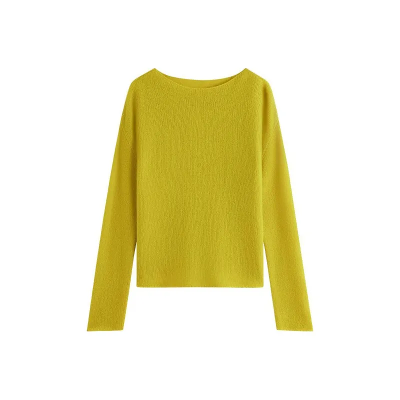 FANSILANEN Loose Fit Long Sleeved Knitwear Women's Grass Yellow Green-0