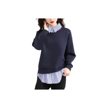 Wbwq Sweatshirt Women's Navy Blue Stripes