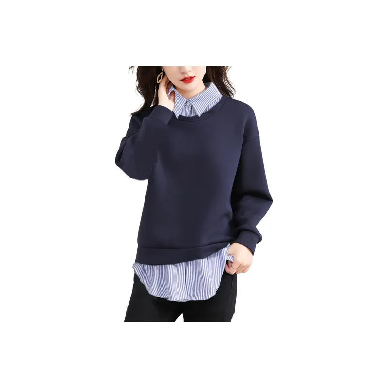 Wbwq Sweatshirt Women's Navy Blue Stripes-0
