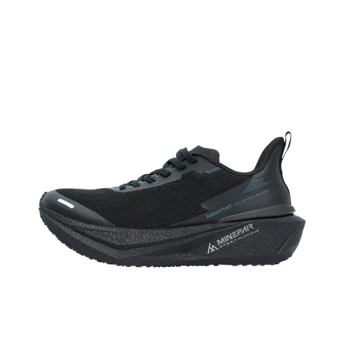MINEPAIR Slip Resistant Abrasion Resistant Shock Absorbers Low Top Casual Running Shoes Unisex Phantom Black