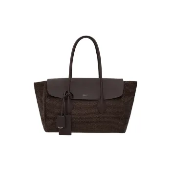 FERRAGAMO Raffia Handbag Large Size Men's Blackcurrant Chestnut