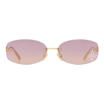 LOUIS VUITTON Metal Oval Sunglasses Women's Gold