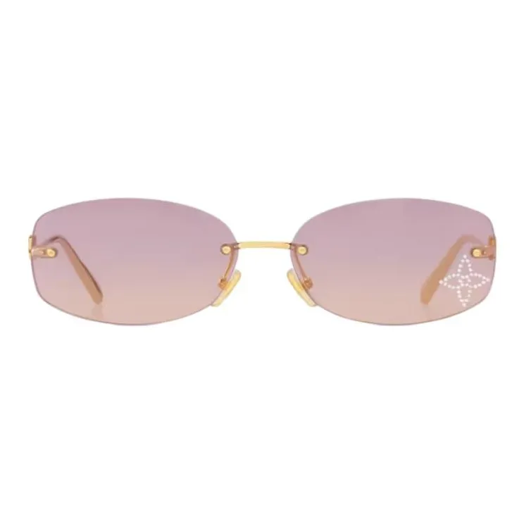 LOUIS VUITTON Metal Oval Sunglasses Women's Gold-0