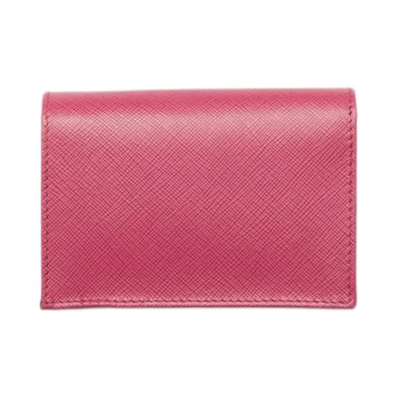 PRADA Saffiano Leather Wallet Small Size Women's Pink-1