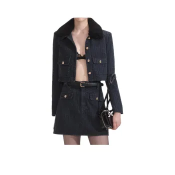 Self portrait Textured Denim Jacket