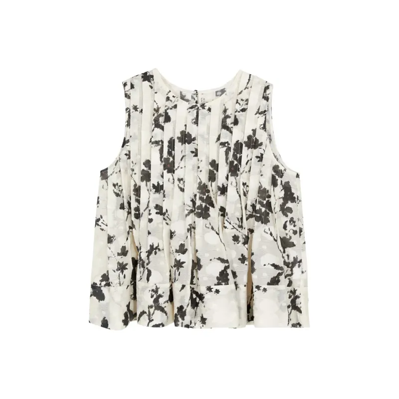 3COLOUR Chiffon Shirt Women's Black Rice Floral-0