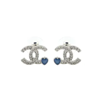 CHANEL Metal Stud Earrings Women's Silver