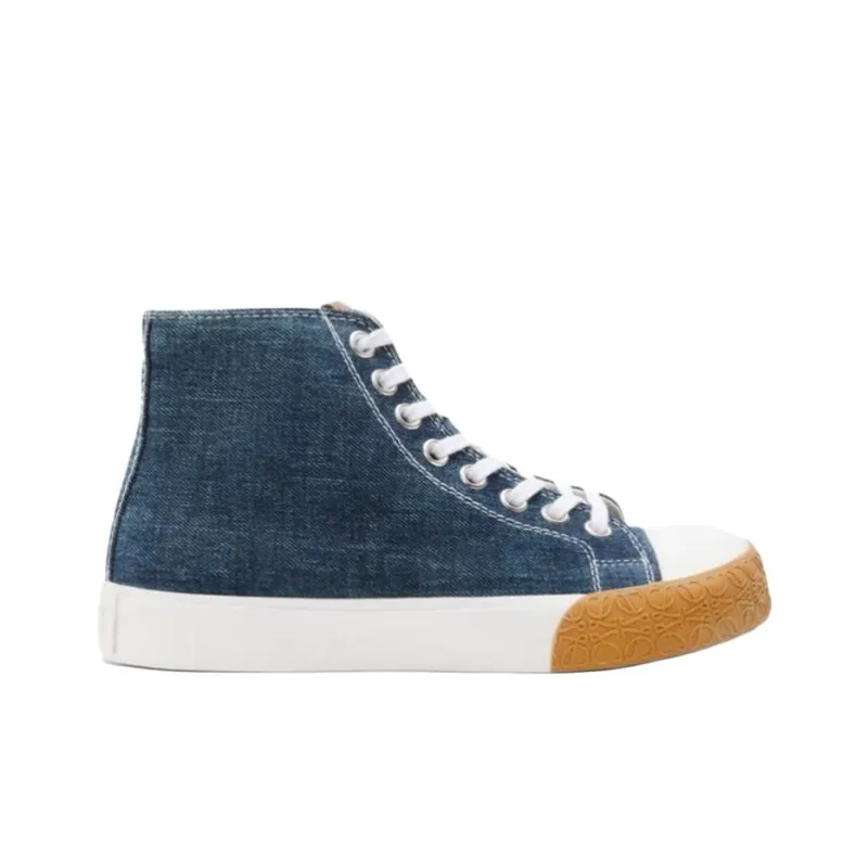 LOEWE Bloc High Top Canvas Shoes Men's Blue-1
