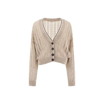 Brunello Cucinelli Dazzling Ribbed Net Cardigan