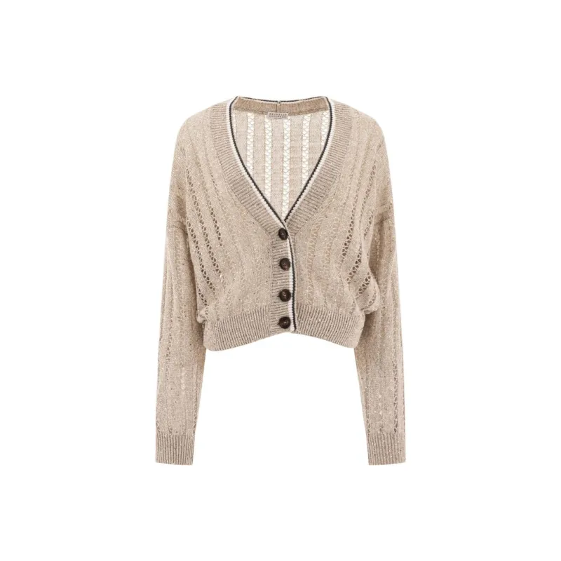 Brunello Cucinelli Dazzling Ribbed Net Cardigan-0