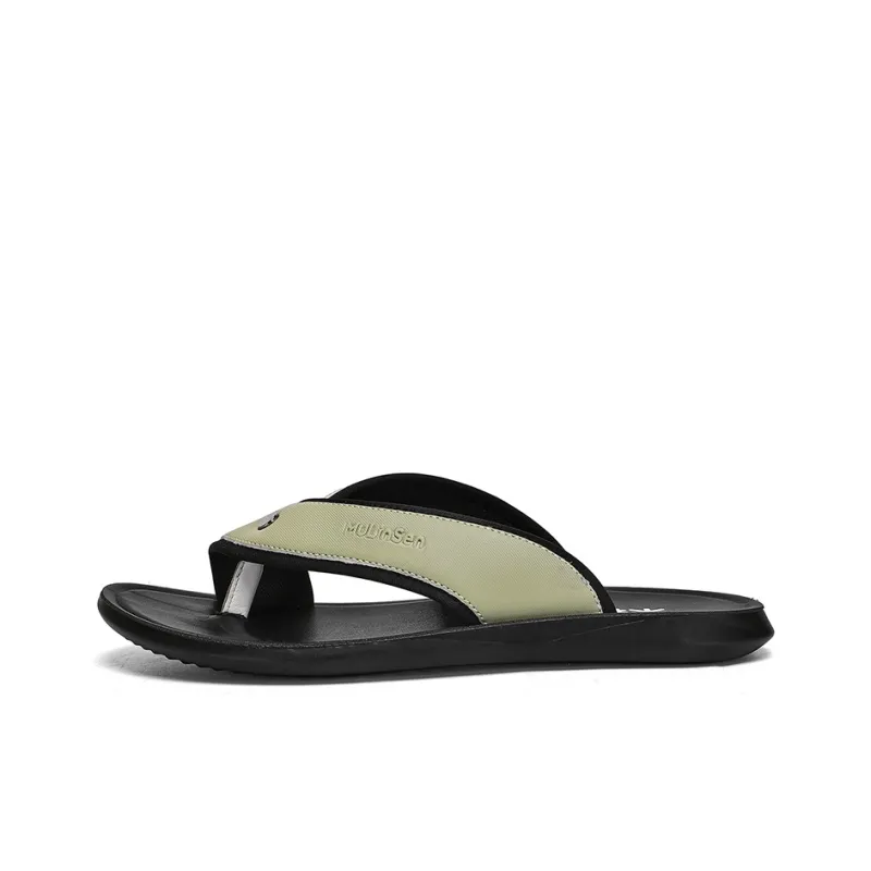 Mulinsen Leather Patchwork Slip Resistant Flip Flops Men's-4
