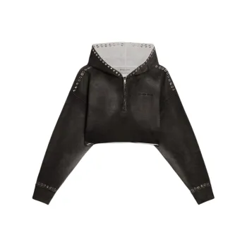 Golden Goose Eyelets Detailed Cropped Zip Up Hoodie