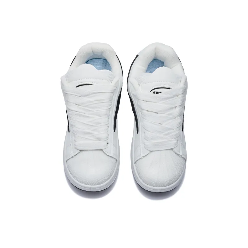 Cat Seven Seeks Anti Slip Wear Resistant Low Top Skateboard Shoes Women's White Black-2