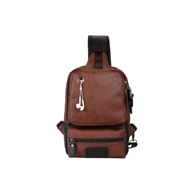 CARTELO Leather With Polyester Sling Bag Regular Unisex Multicolor-6