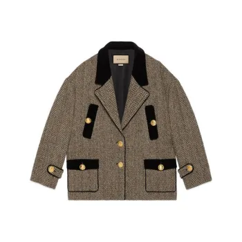 GUCCI Herringbone Button Up Coat