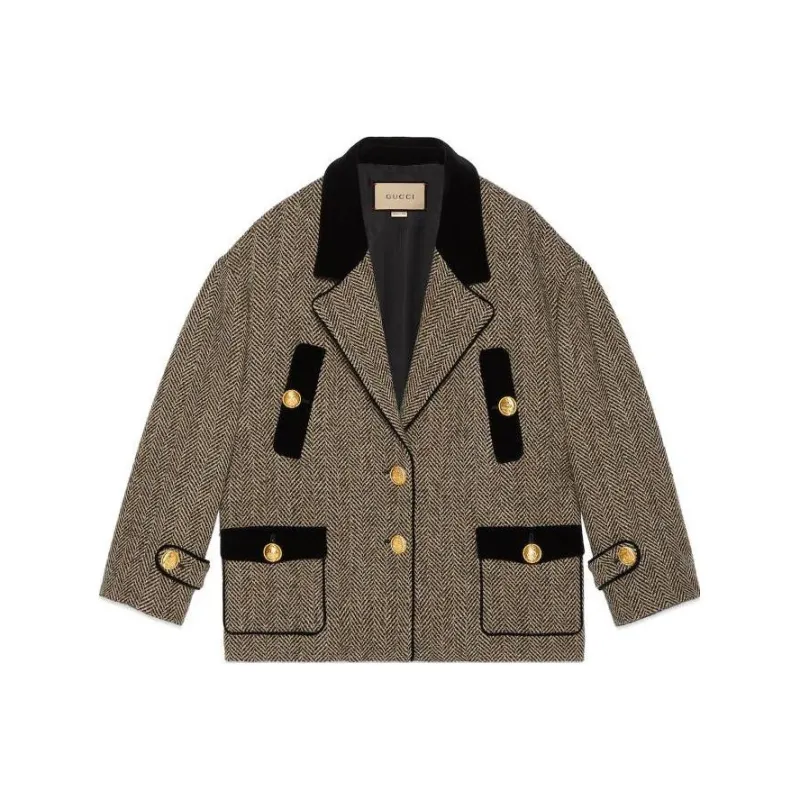 GUCCI Herringbone Button Up Coat-0