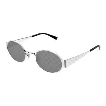 GUCCI Metal Oval Sunglasses Men's Silver