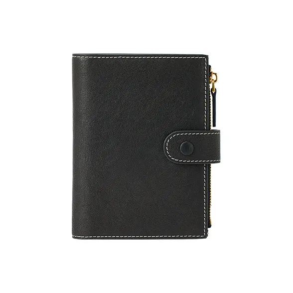 VANESSA HOGAN Cow Leather Multiple Card Slots Wallet Passport Holder Unisex Cocoa Red Brown/Obsidian Black-6