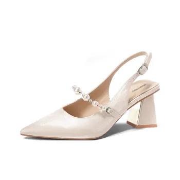 WELKIN&WZWJ Chunky Heel High Heels Women's Pearl White