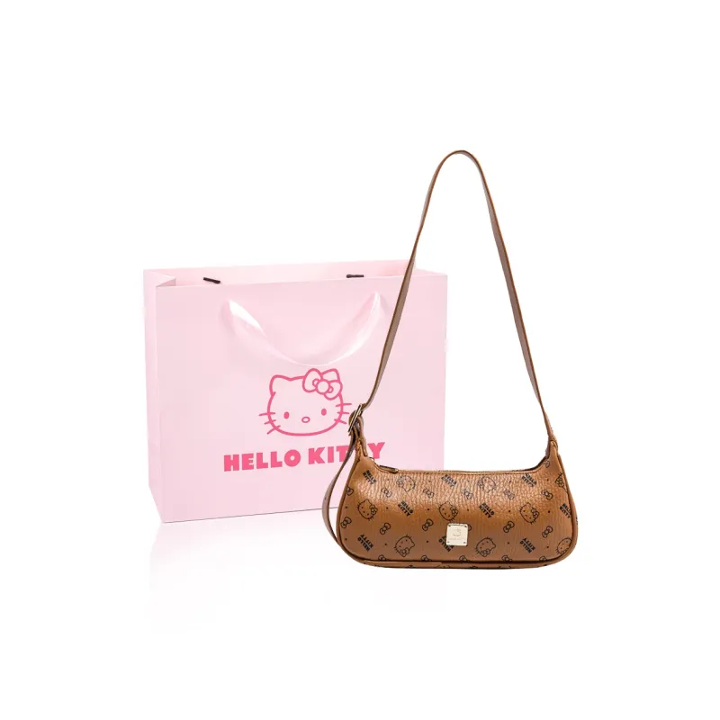 MESUCA Sanrio Hello Kitty Collaboration Kitty Series PU Shoulder Bag Women's Pink/Brown/Milk Tea-7